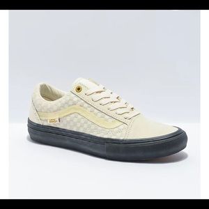 Vans Cream and Black Athletic Shoes